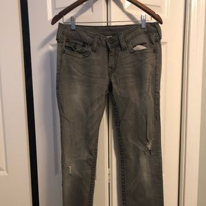 Grey True Religion Straight Leg Jeans